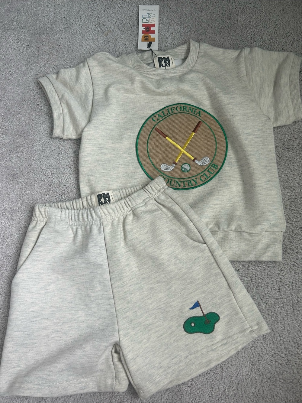 Petite Hailey Heather Gray 'California Country Club' Sweatshirt & Shorts Set - Picture 1 of 4